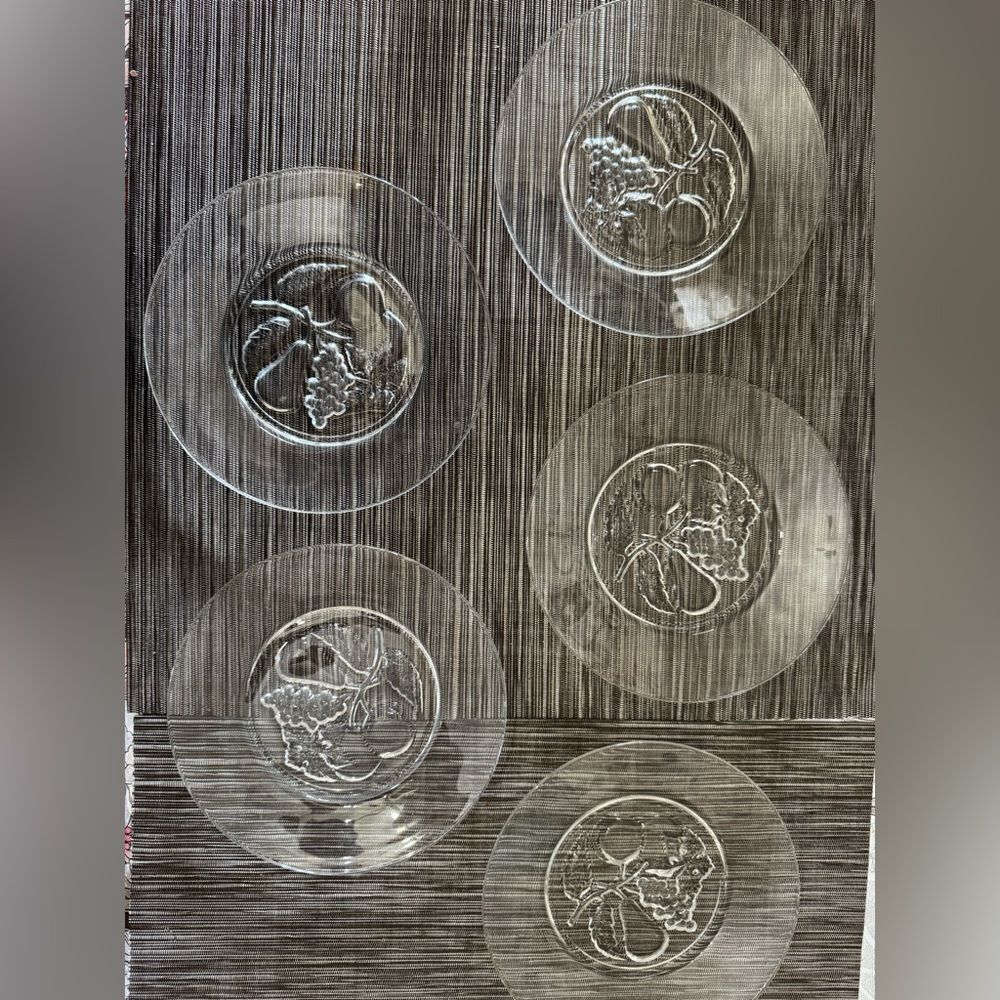 Clear Glass Plates with Fruit Design